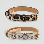 Collier Chic pour Chien ou Chat en Similicuir – Motif Léopard & Serpent