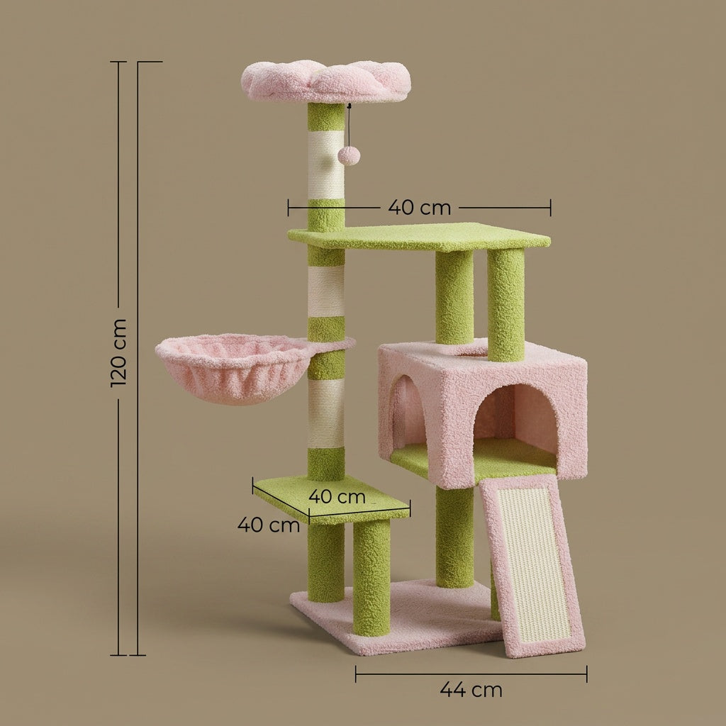 Arbre à chat coloré – Détente et jeu