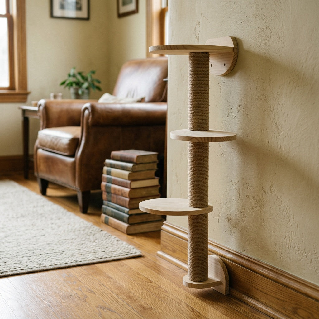 Arbre à chat en bois – Design minimaliste et mignon