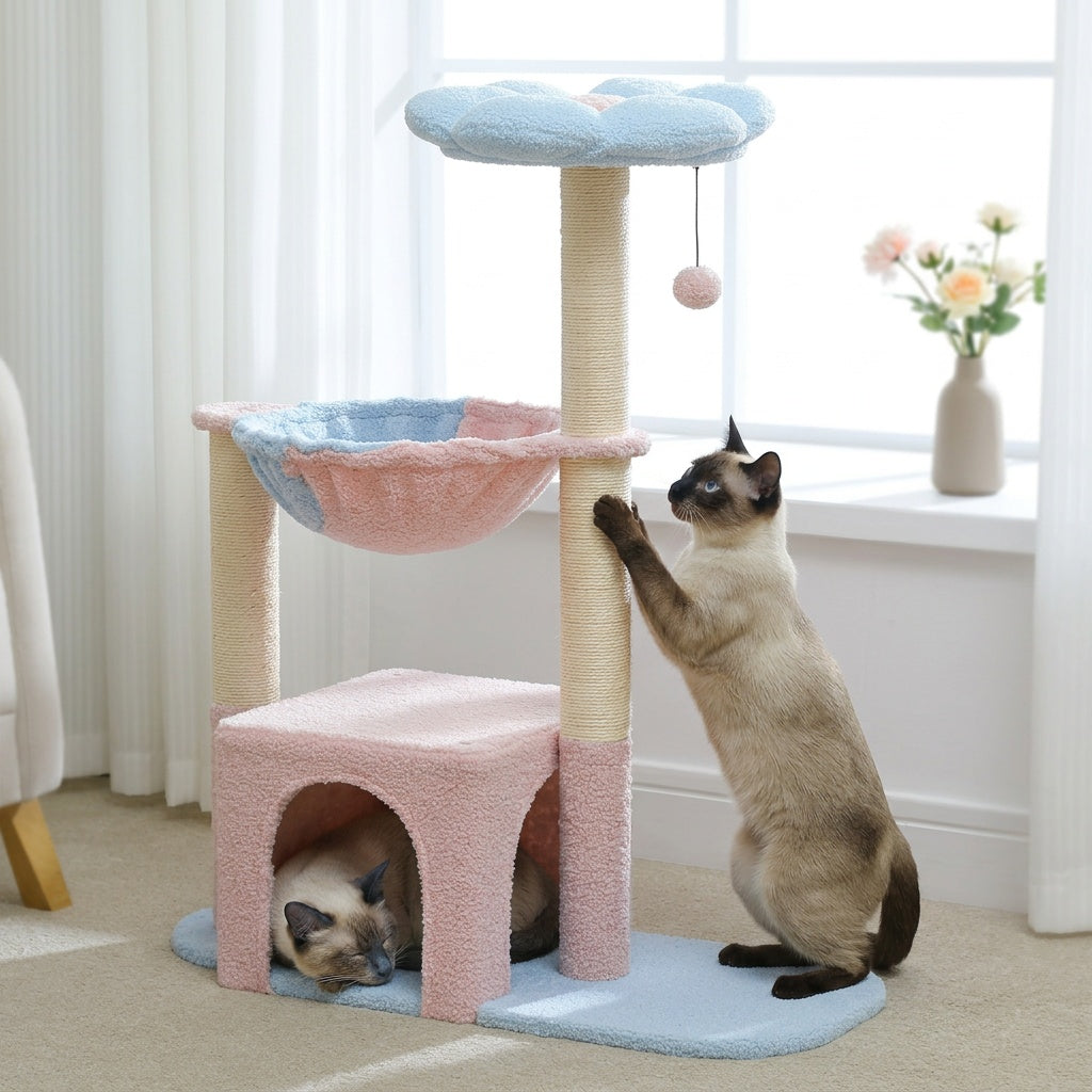 Arbre à chat fleur – Confort et jeu