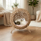 Lit Suspendu en Rotin Naturel