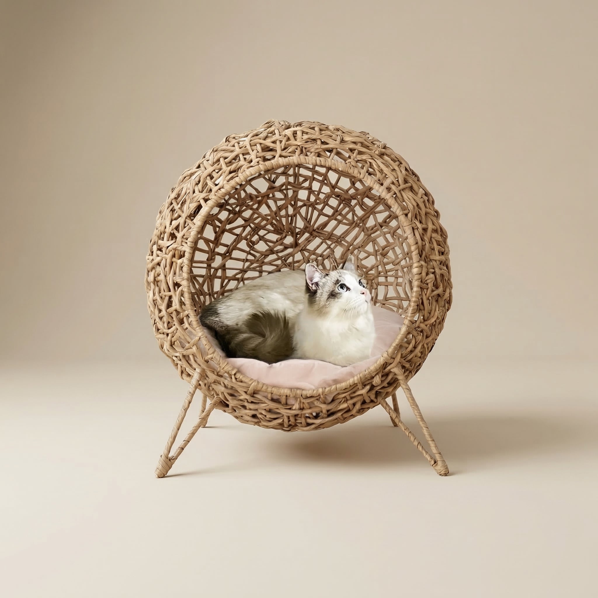 Lit Suspendu en Rotin Naturel