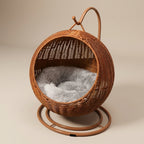 Lit Suspendu en Rotin Naturel