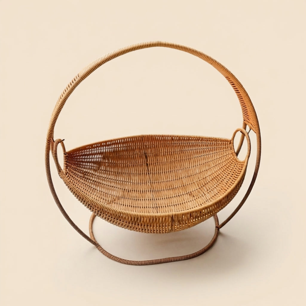 Panier suspendu en rotin naturel