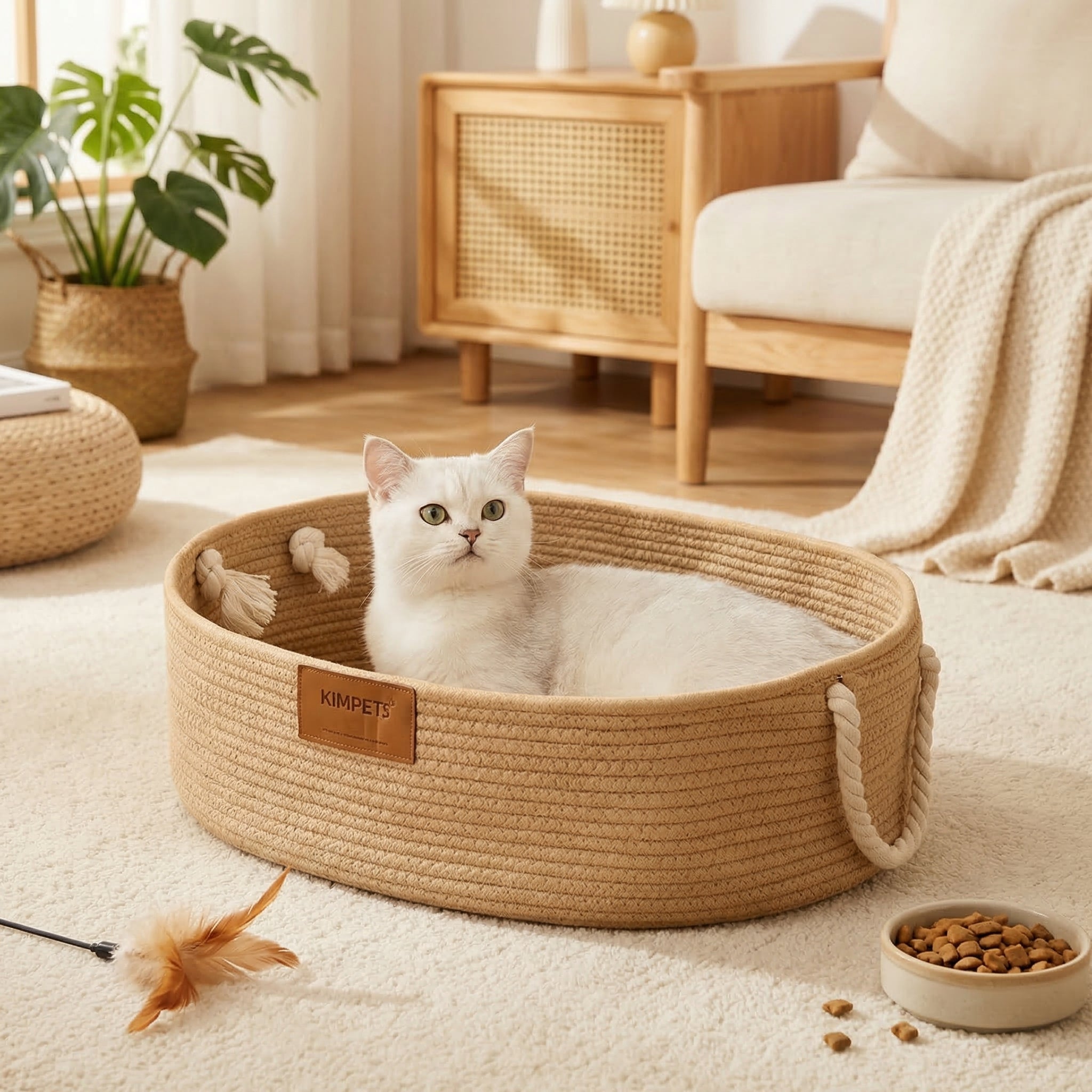 Panier lit cosy en rotin naturel