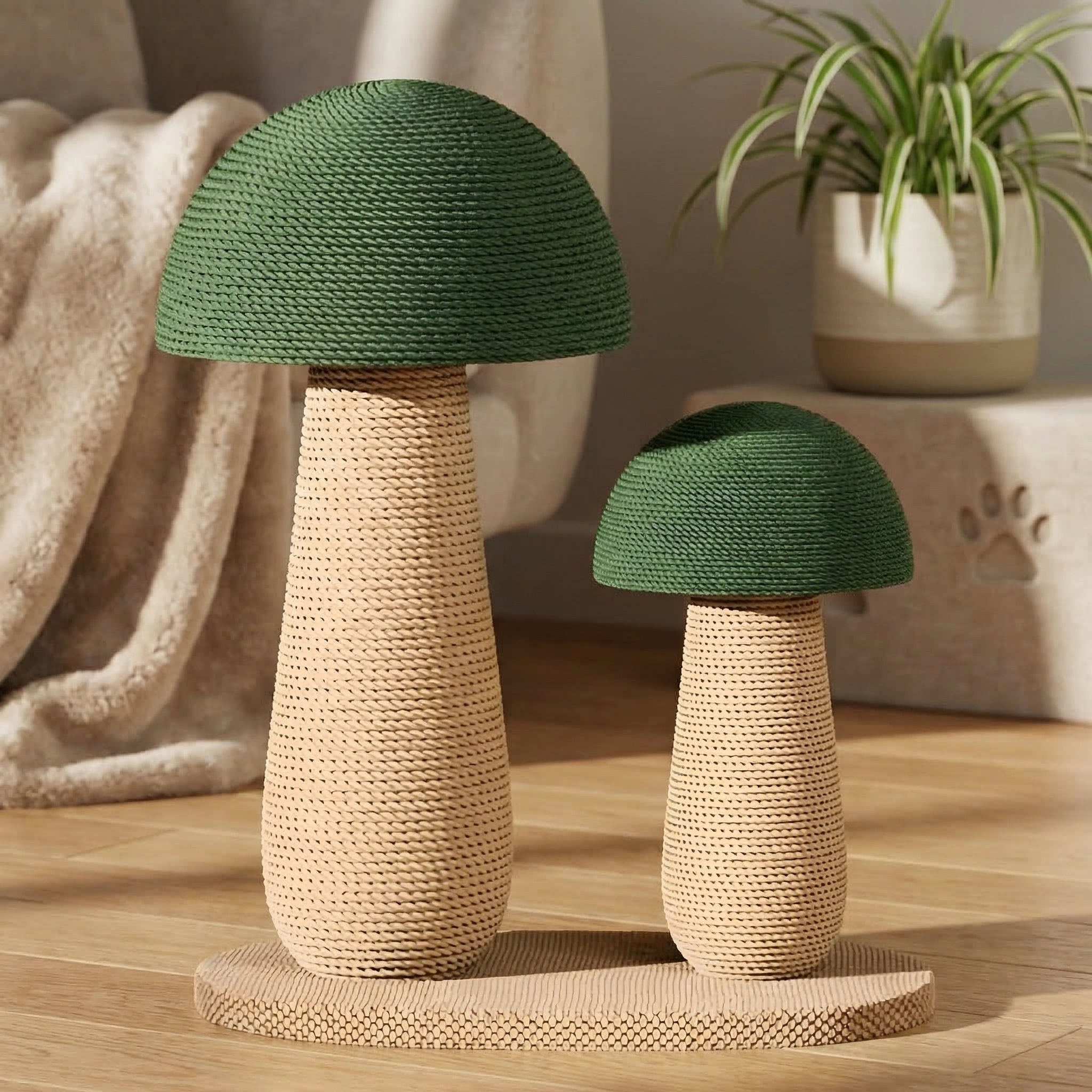Griffoir champignon en rotin naturel