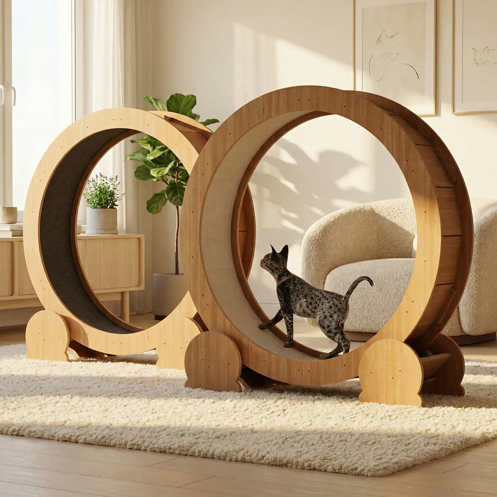 Tapis roulant pour chat en bois naturel