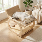 Lit en bois naturel pour chat