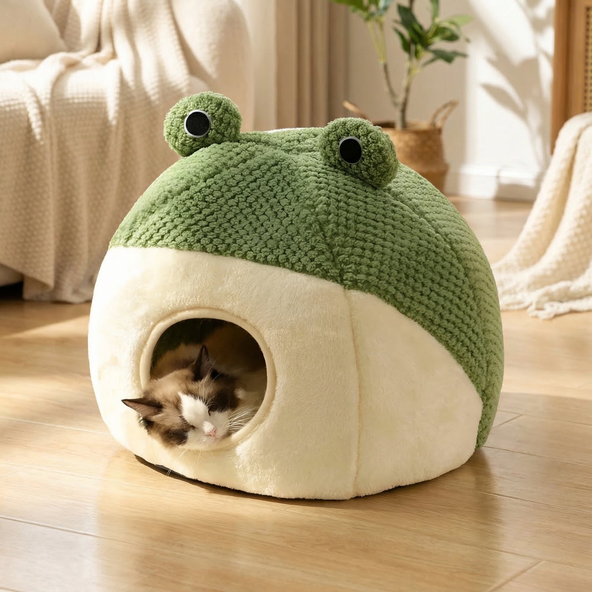 Lit pour chat en forme de grenouille