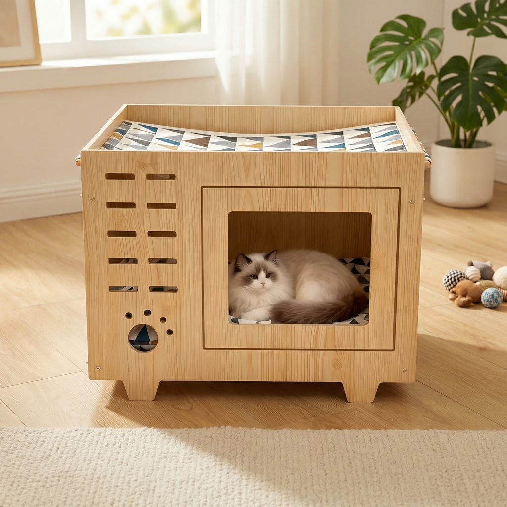 Cabane en bois pour chat