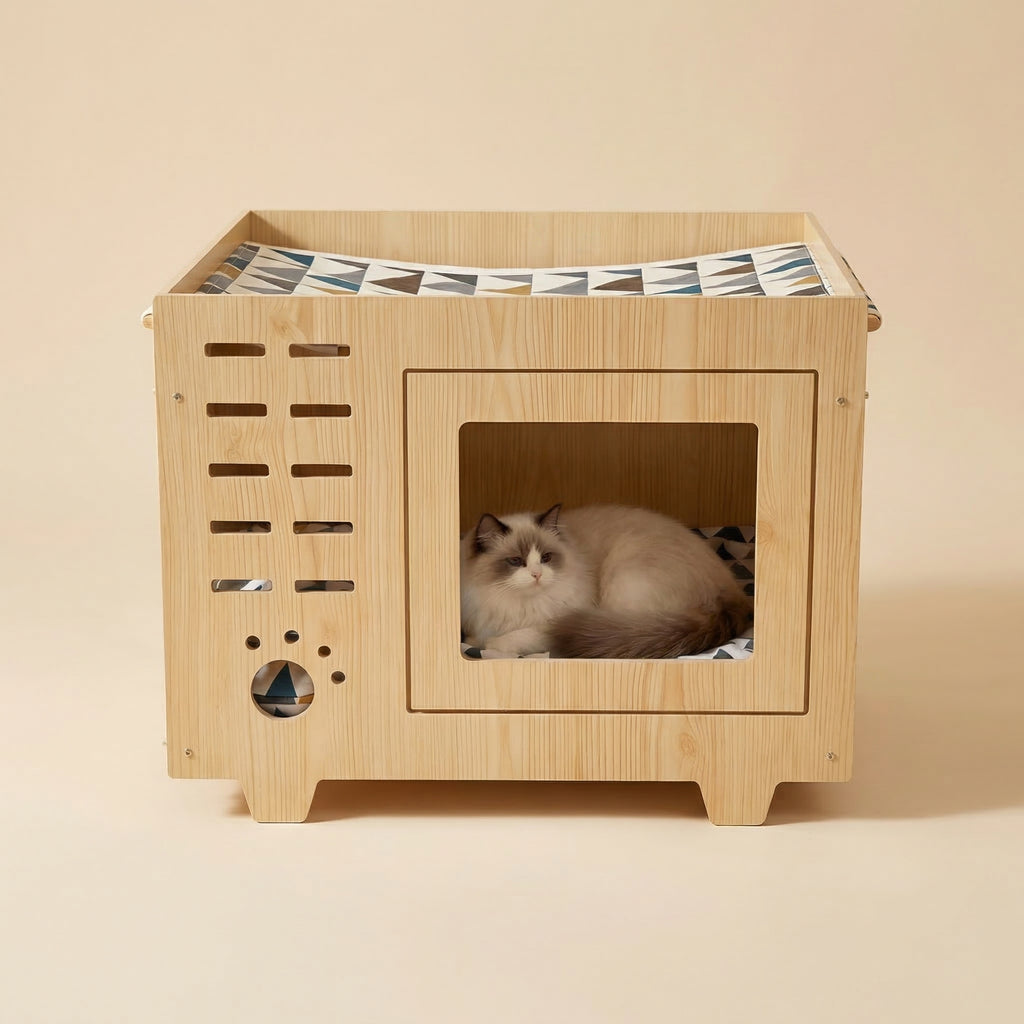 Cabane en bois pour chat