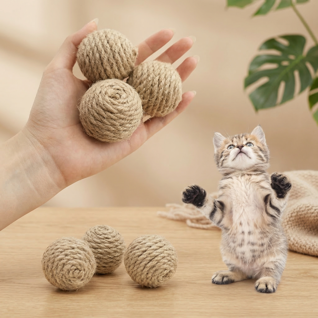 Balles en Jute pour Chat – Jouet Naturel et Amusant