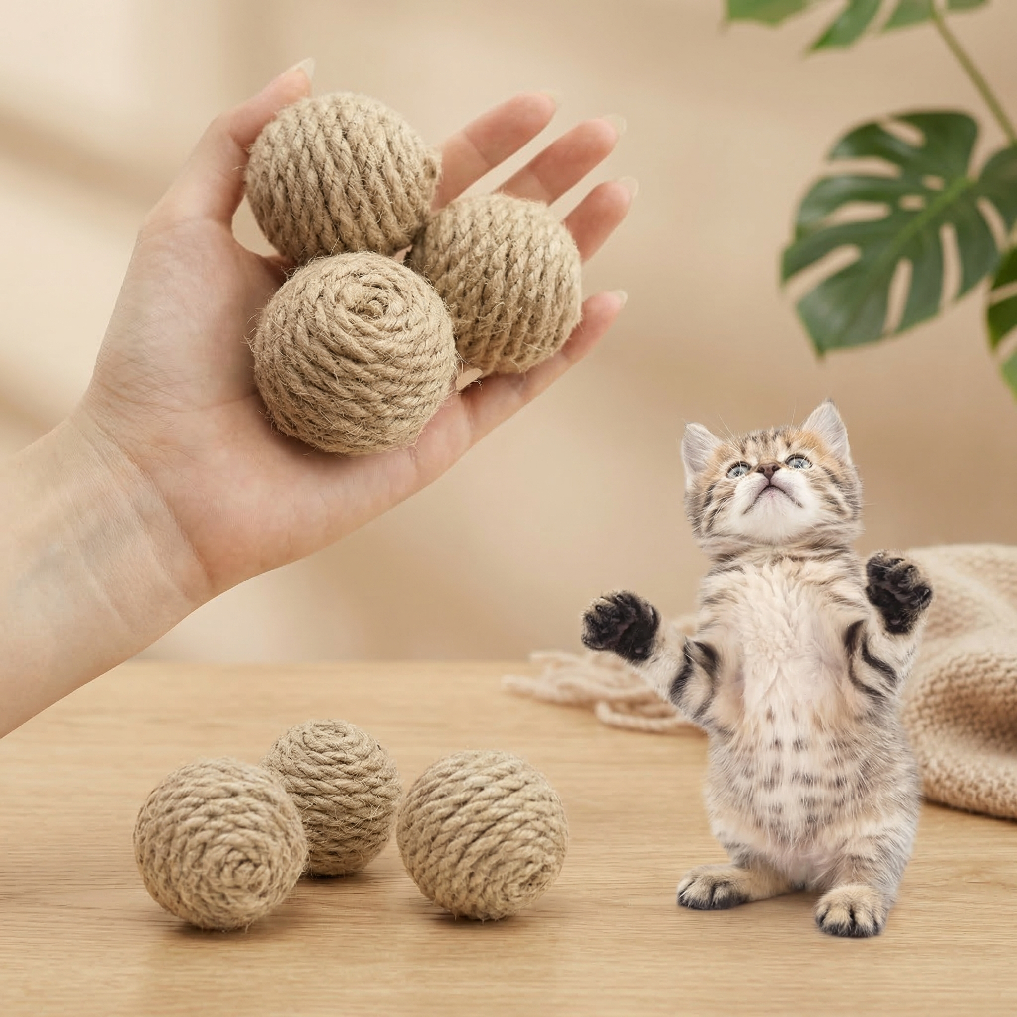 Balles en Jute pour Chat – Jouet Naturel et Amusant