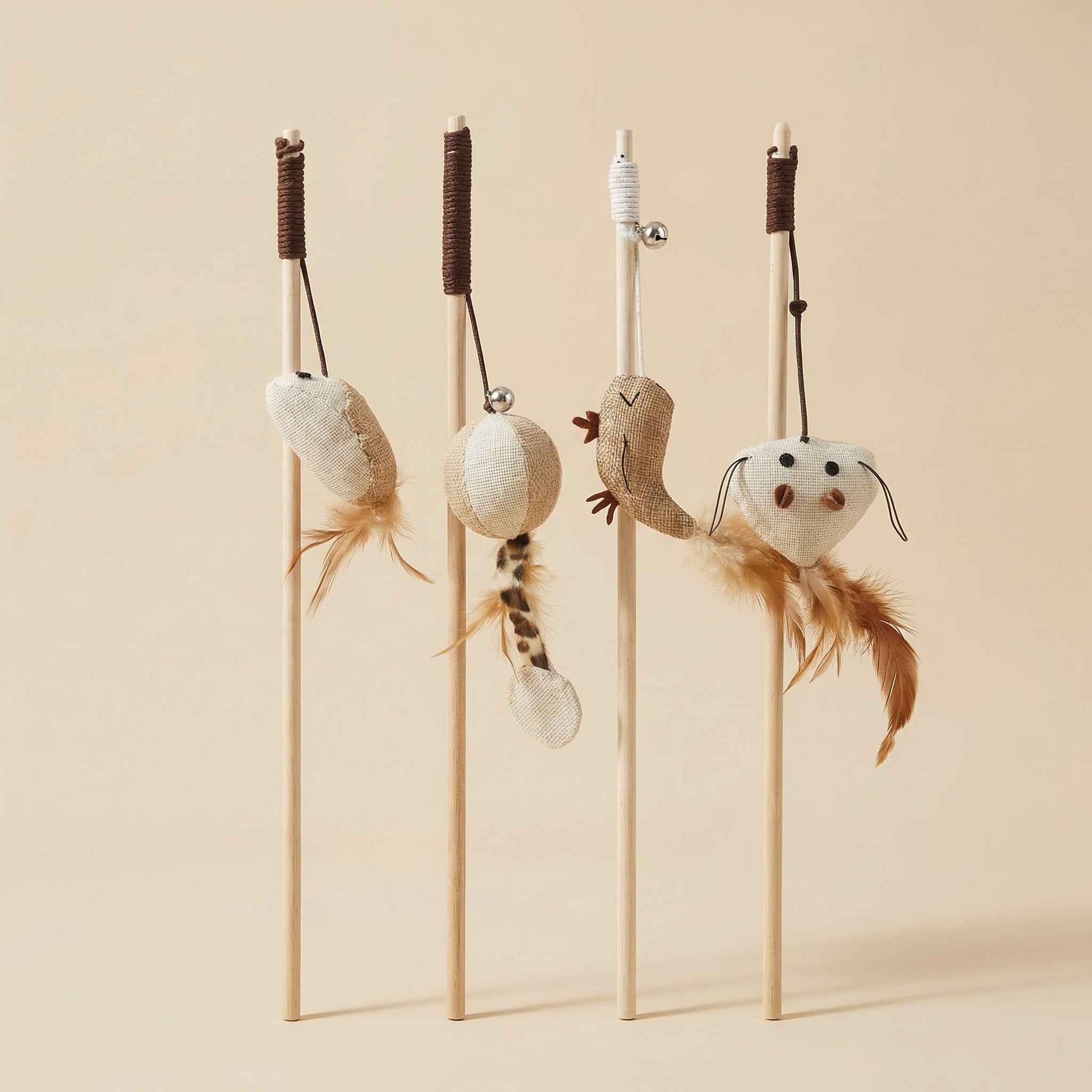 Canne à Pêche avec Jouets en Feathers pour Chat