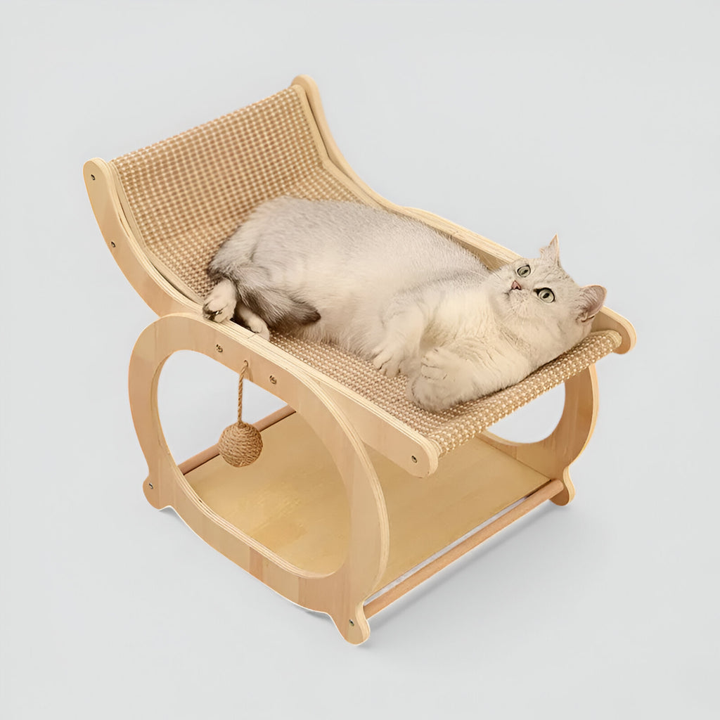 Lit en bois naturel pour chat