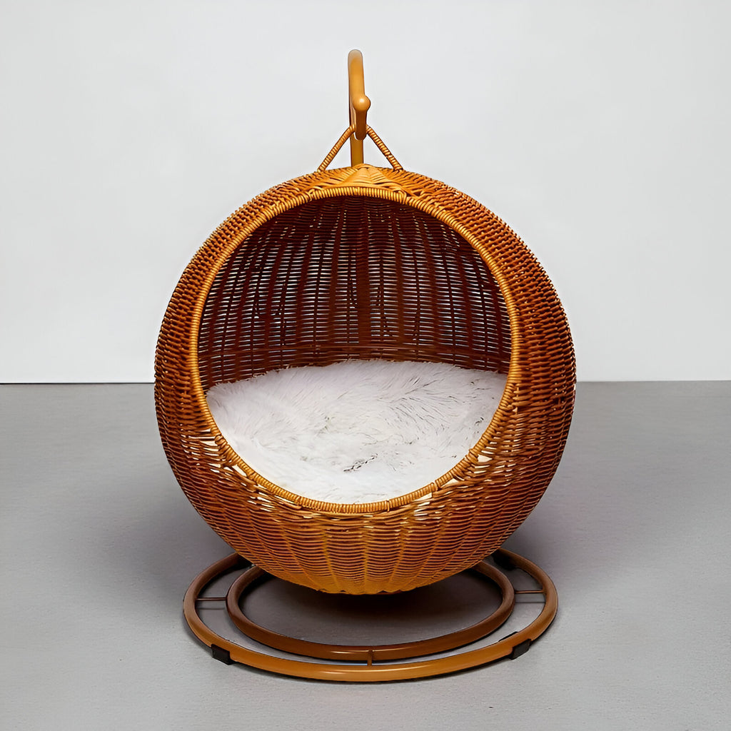 Lit Suspendu en Rotin Naturel