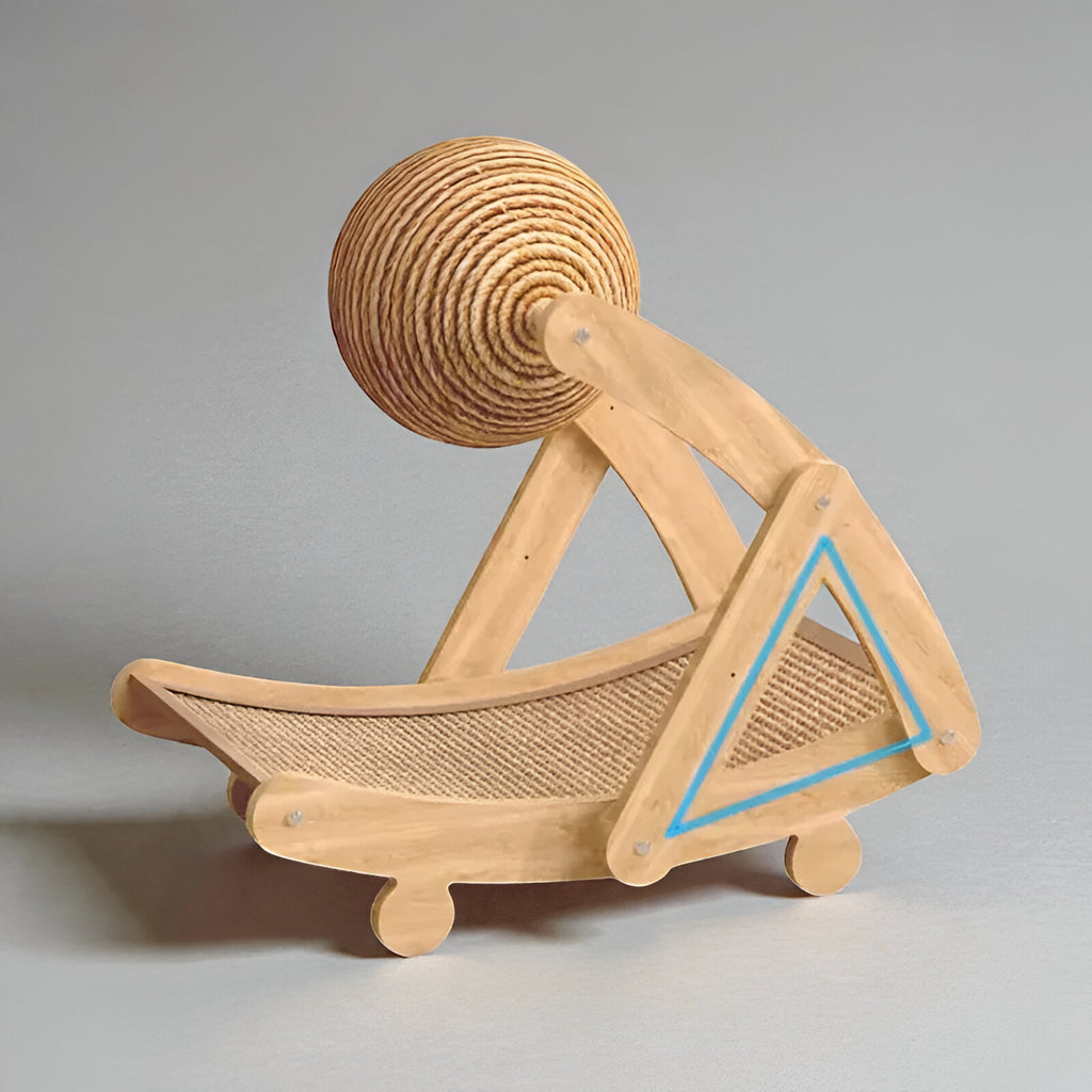 Griffoir Repose-chat en rotin avec jouet