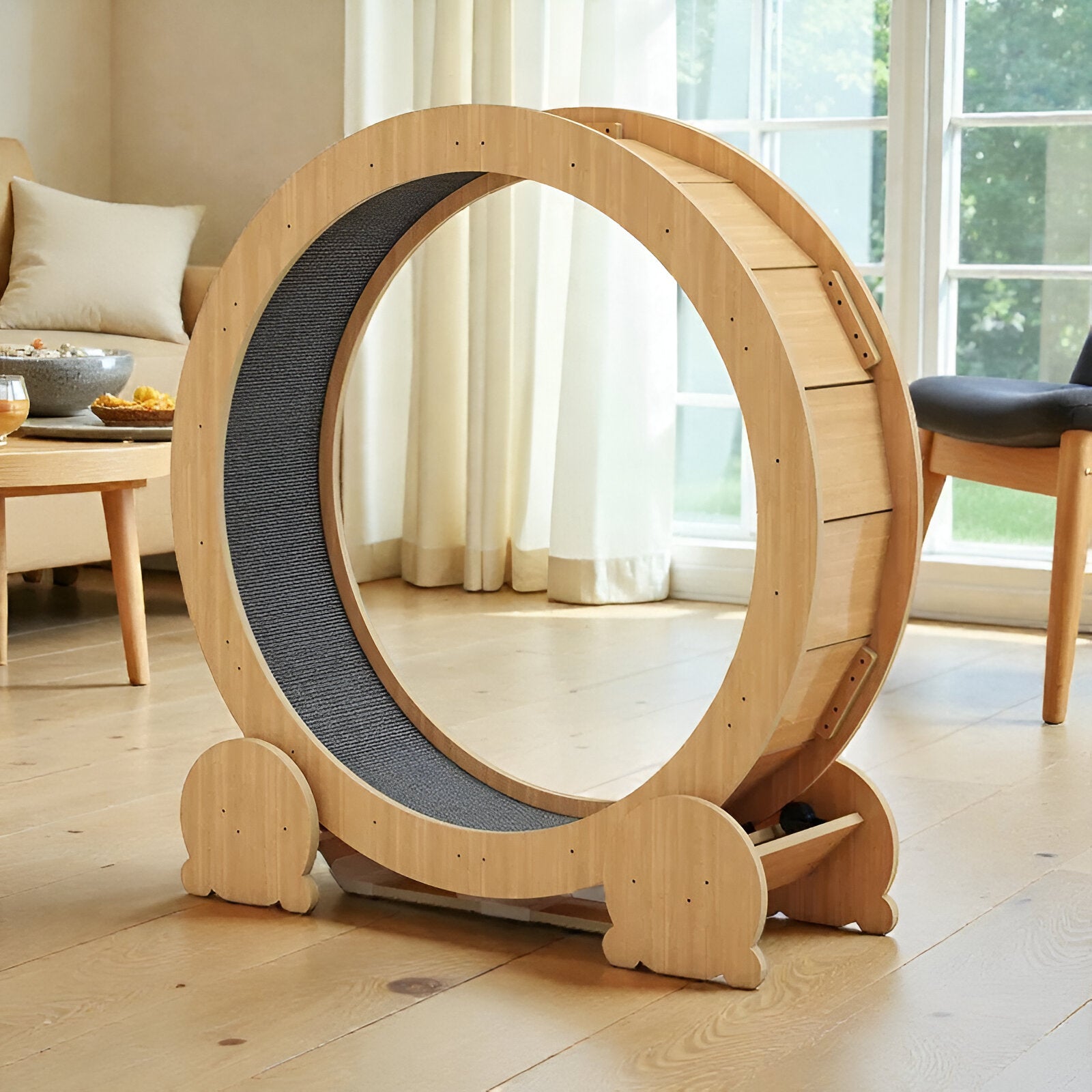 Tapis roulant pour chat en bois naturel