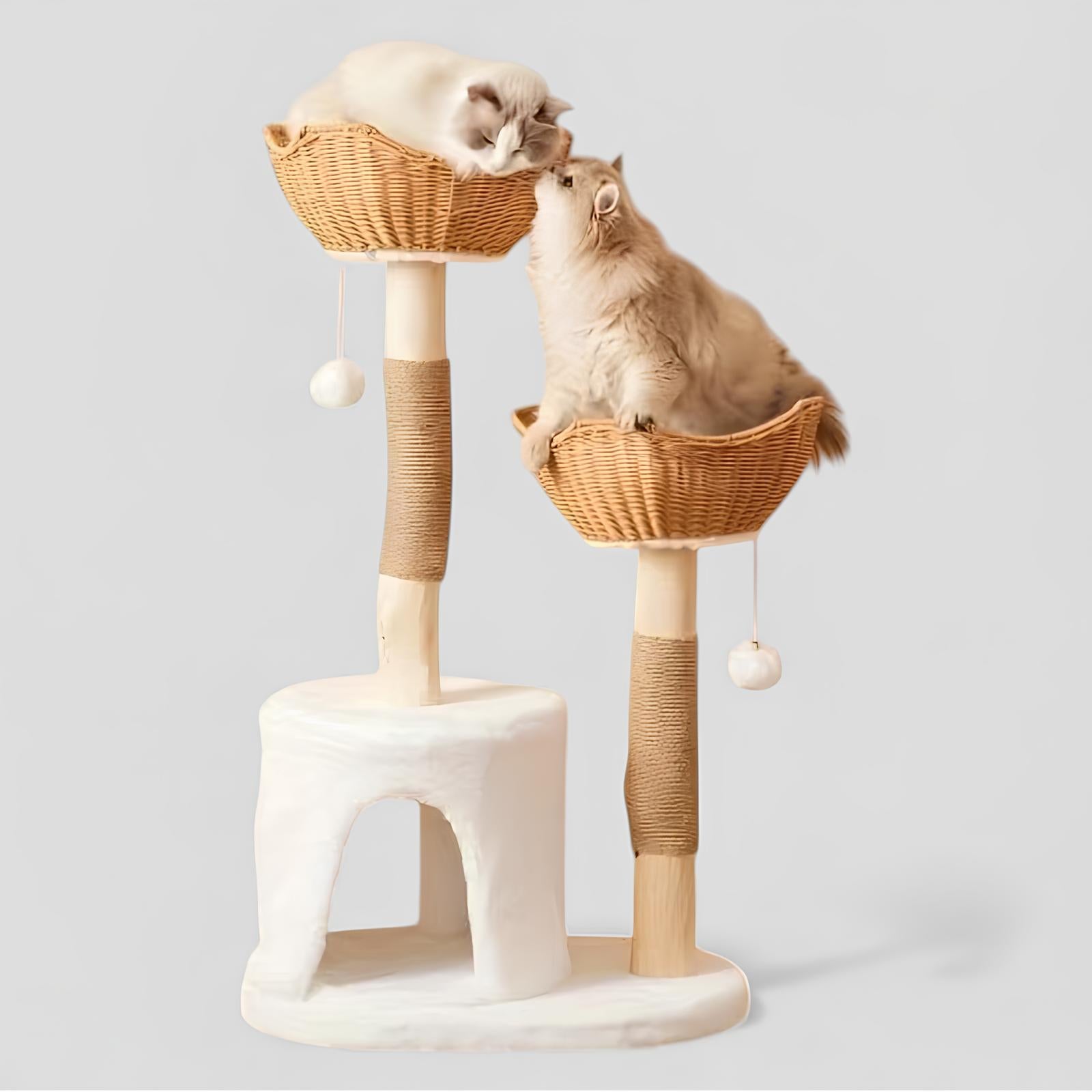 Arbre à Chat Duo en Rotin