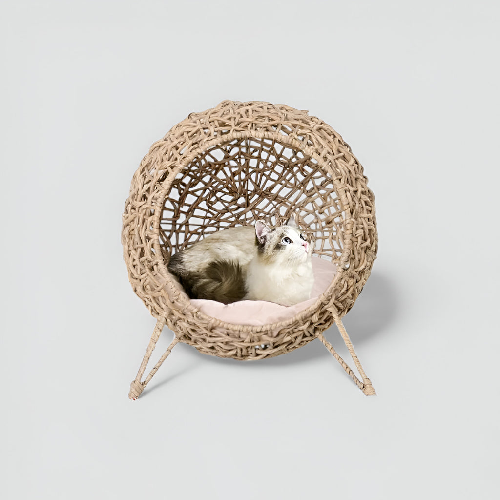 Lit Suspendu en Rotin Naturel