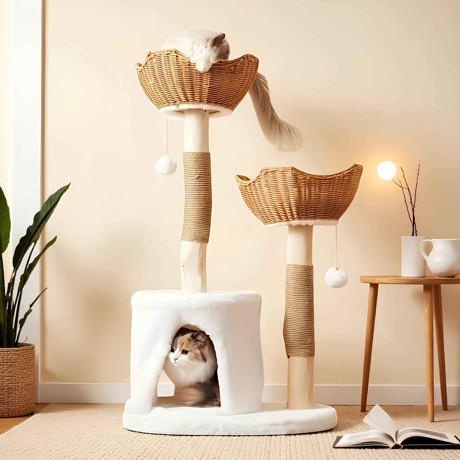 Arbre à Chat Duo en Rotin