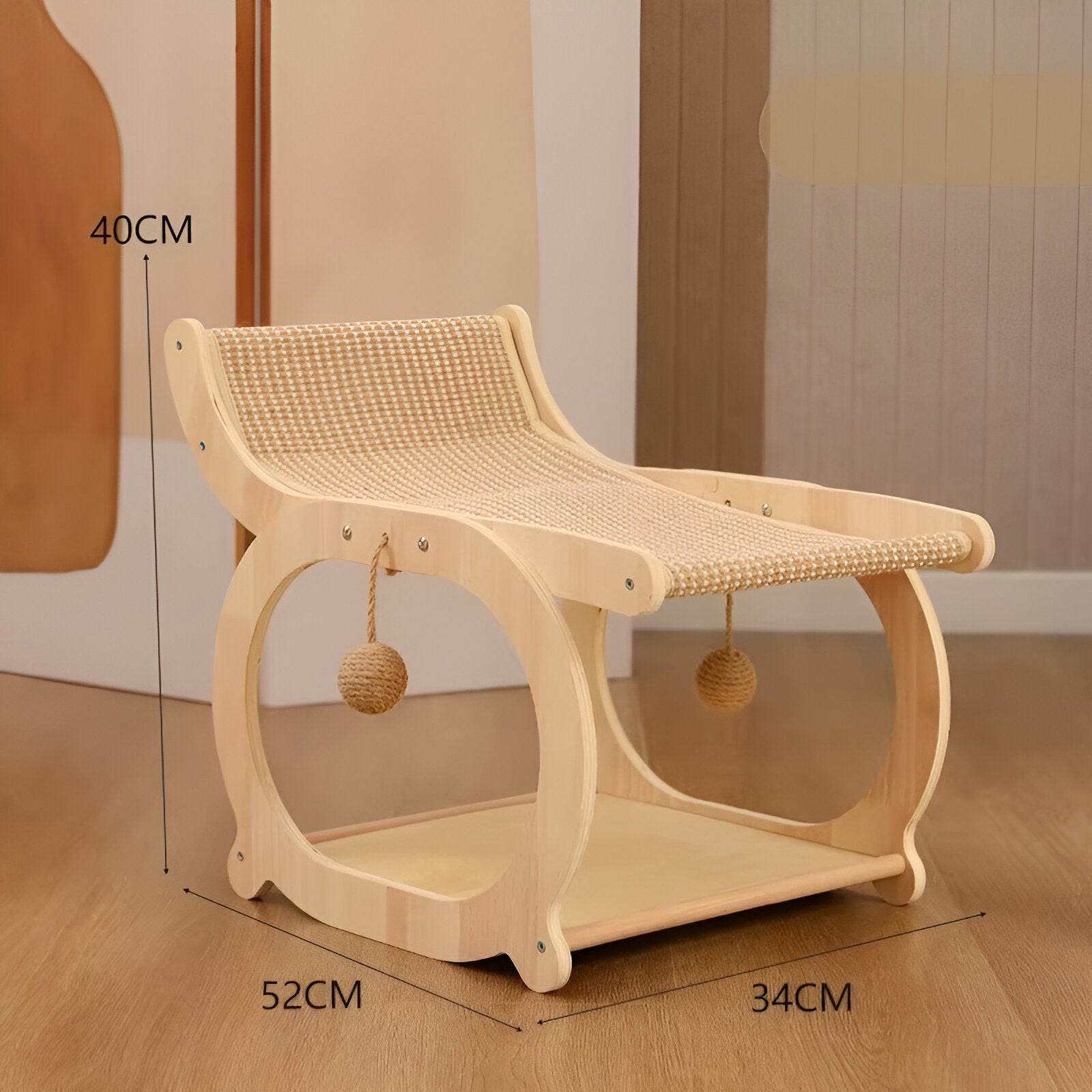 Lit en bois naturel pour chat