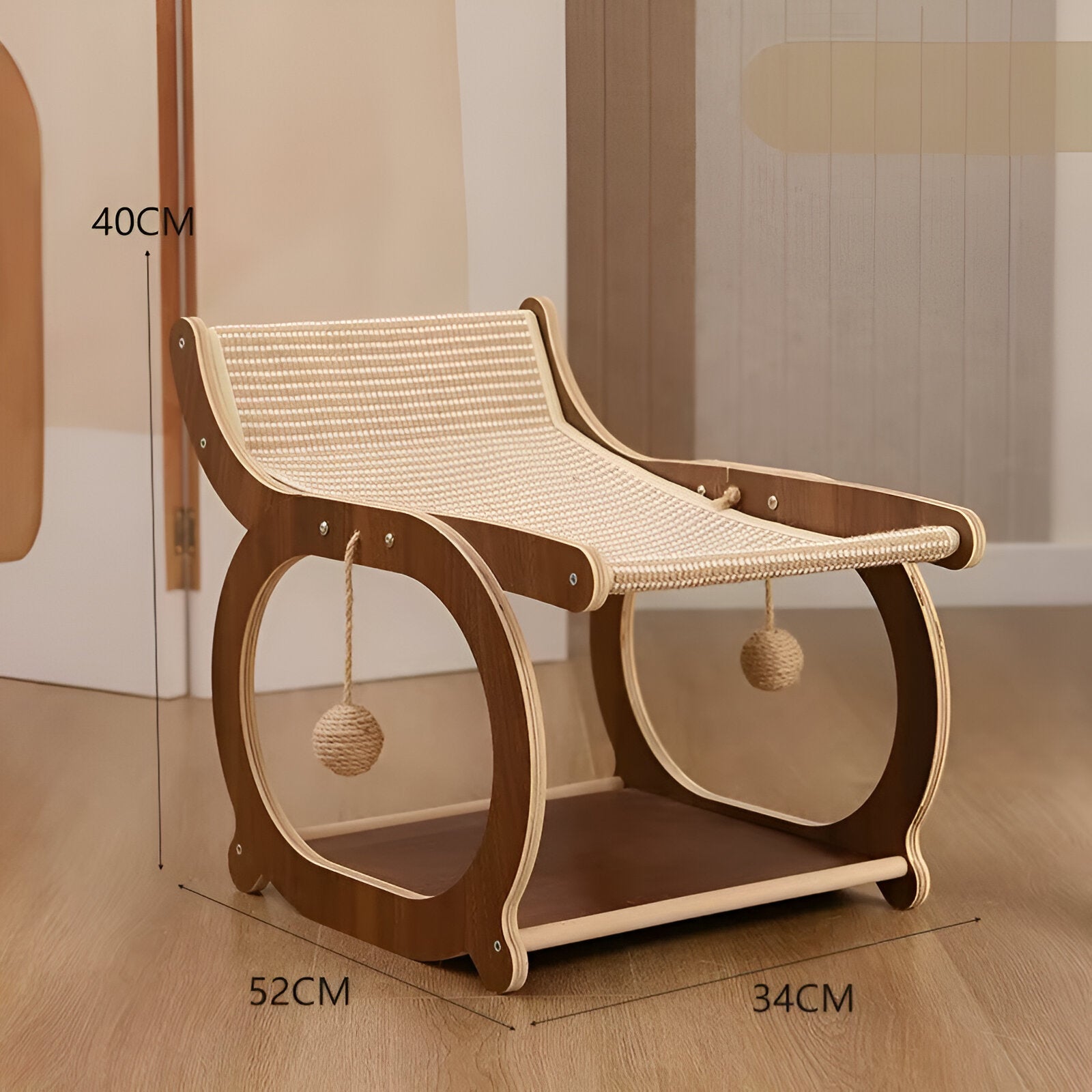 Lit en bois naturel pour chat