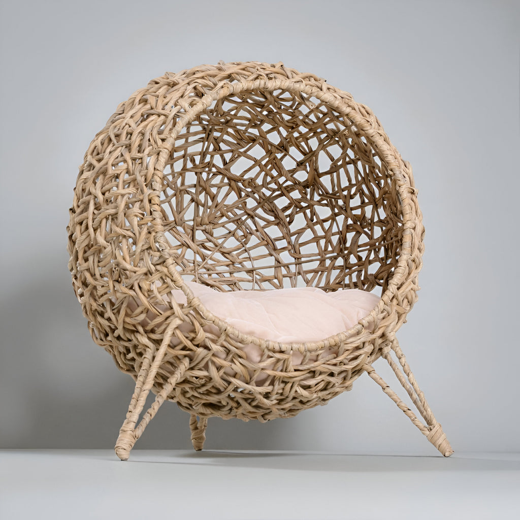 Lit Suspendu en Rotin Naturel