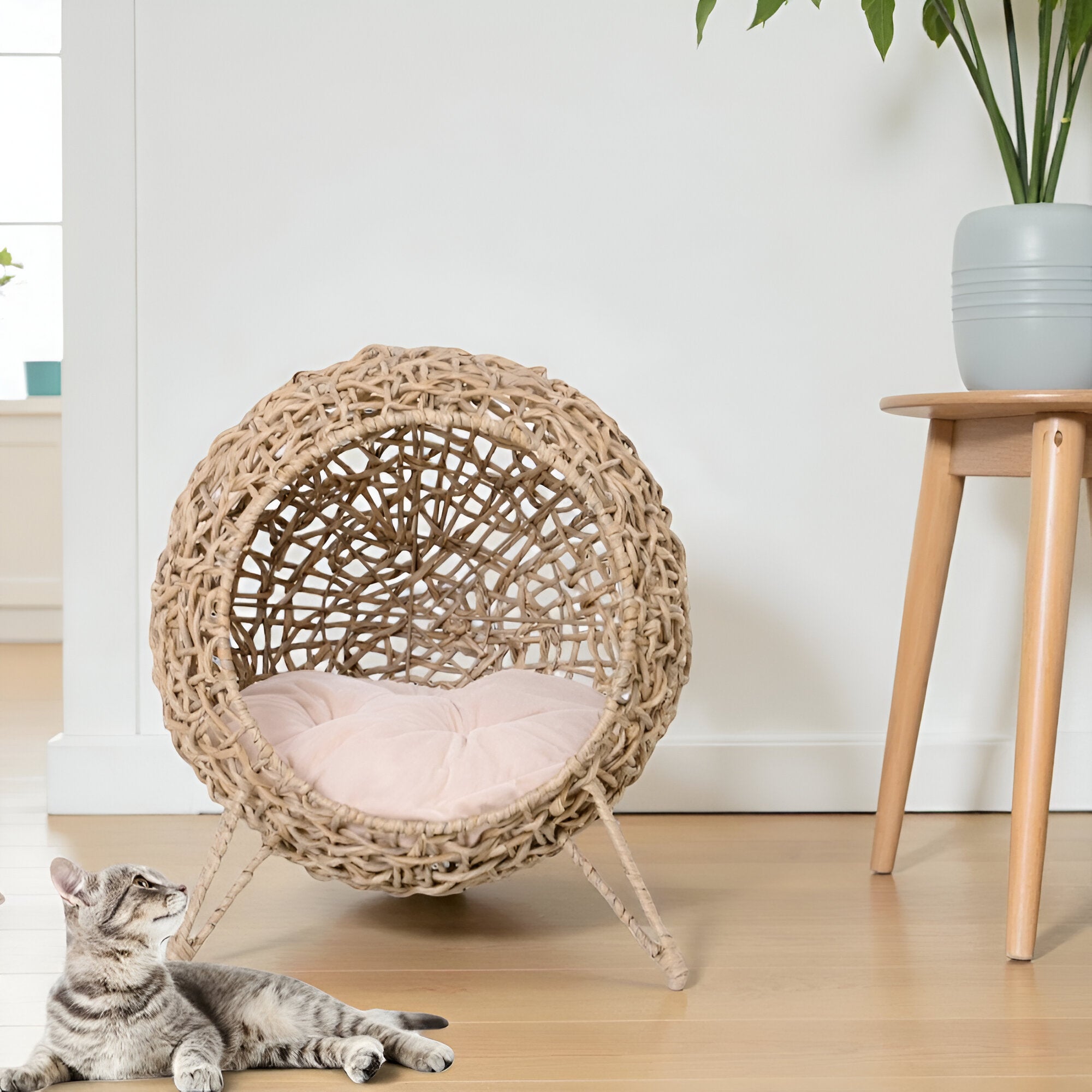 Lit Suspendu en Rotin Naturel