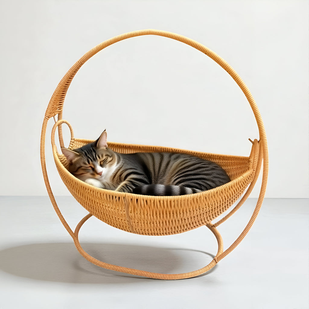 Panier suspendu en rotin naturel