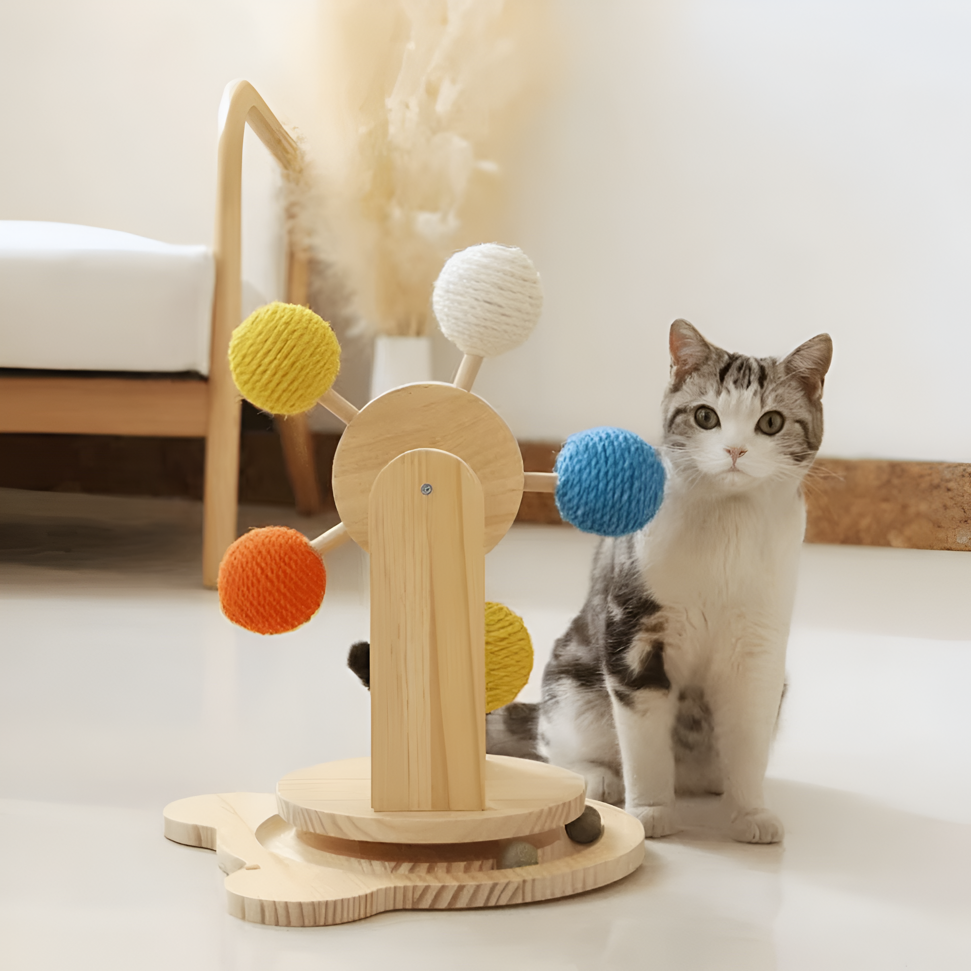 Jouet interactif en bois pour chat