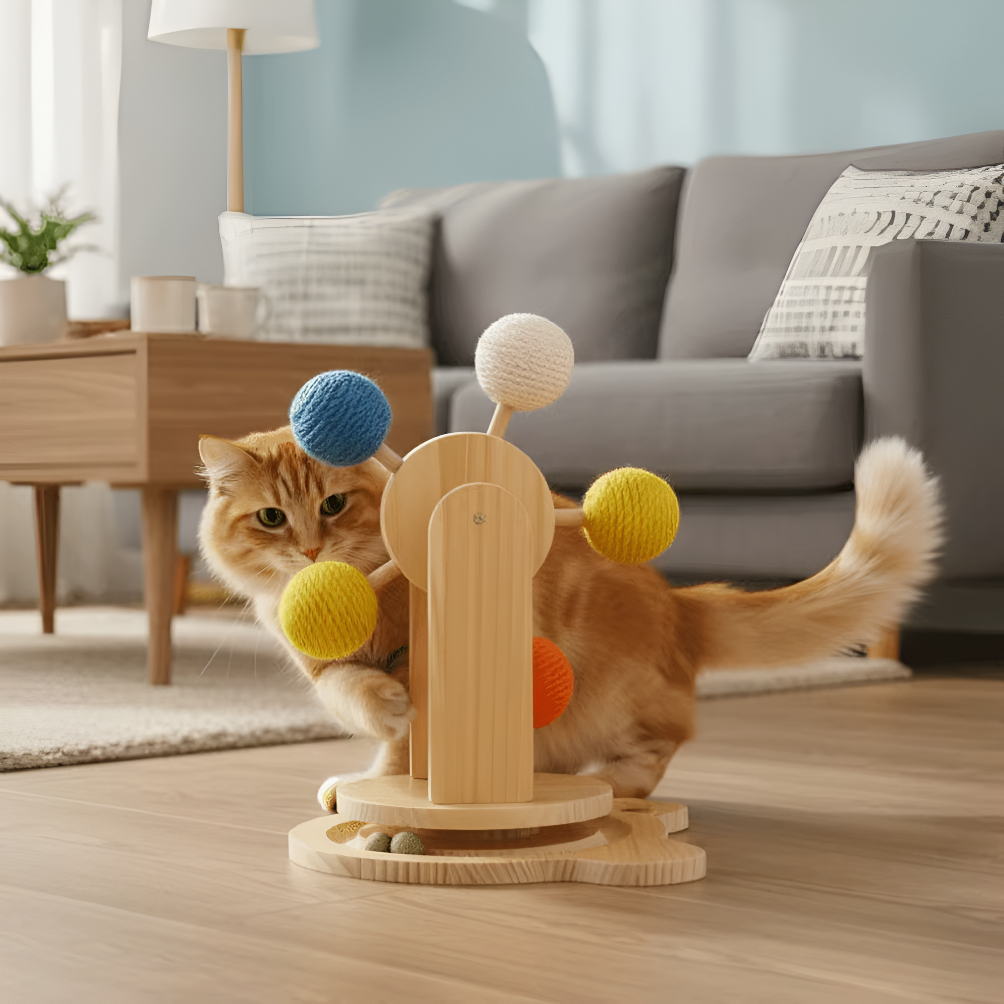 Jouet interactif en bois pour chat