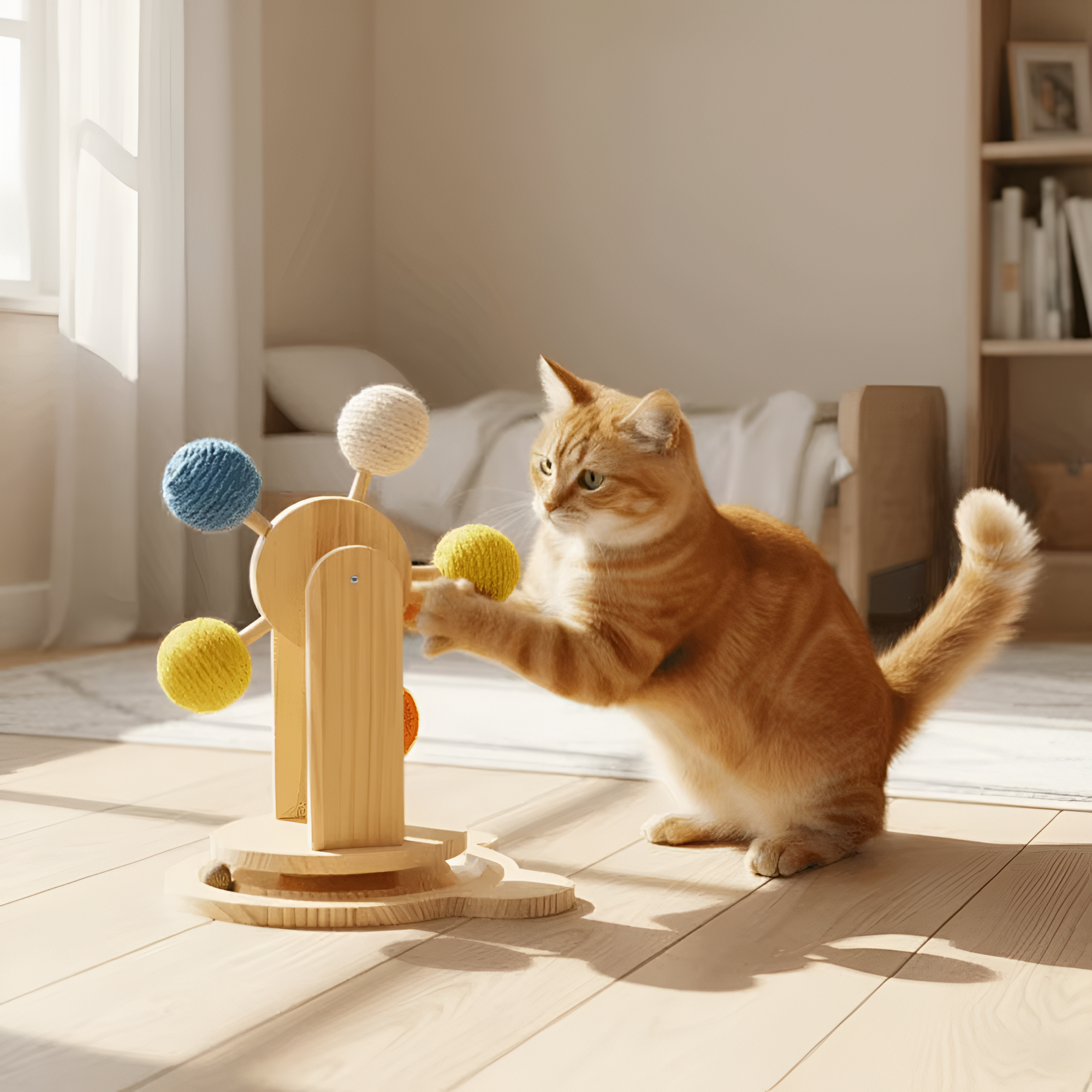 Jouet interactif en bois pour chat