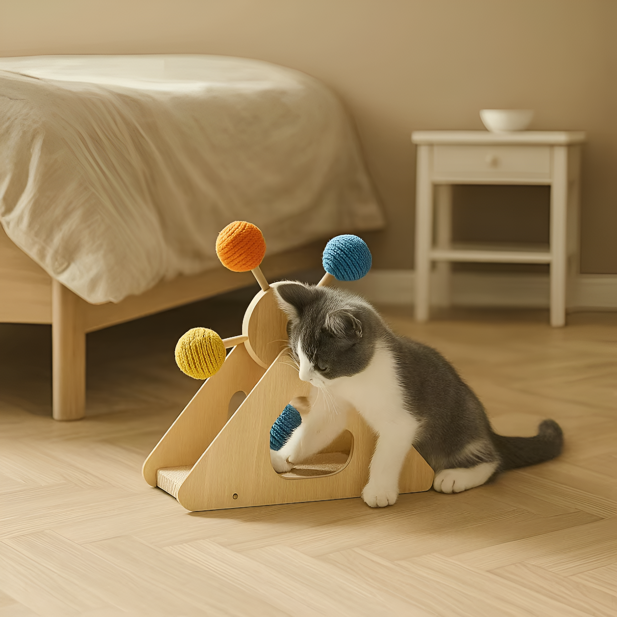 Jouet interactif en bois pour chat